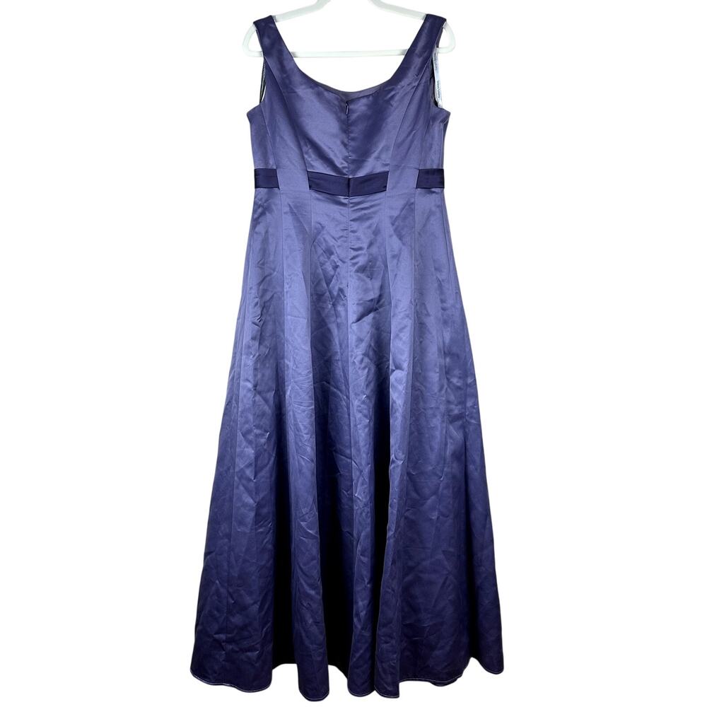 Davids Bridal Purple Bridesmaid Empire Waist Dress Satin Bow Formal Gown Size 12 - Picture 5 of 12